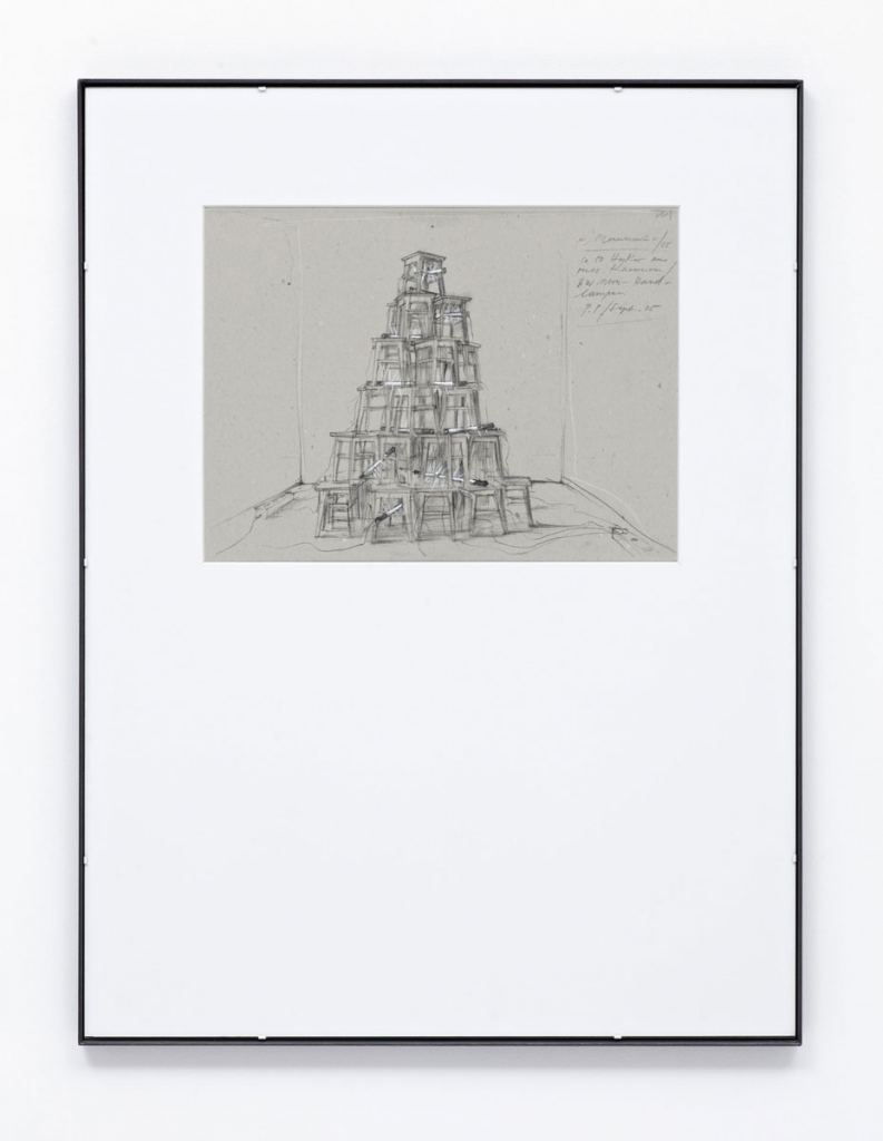 Pfarr, Paul - Skizze zu Monument (50 Hocker aus Russischer Kaserne) - 1996